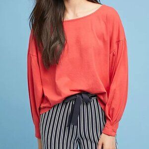 Anthropologie TLA Shae Boat Neck Balloon Sleeve Top Size Large